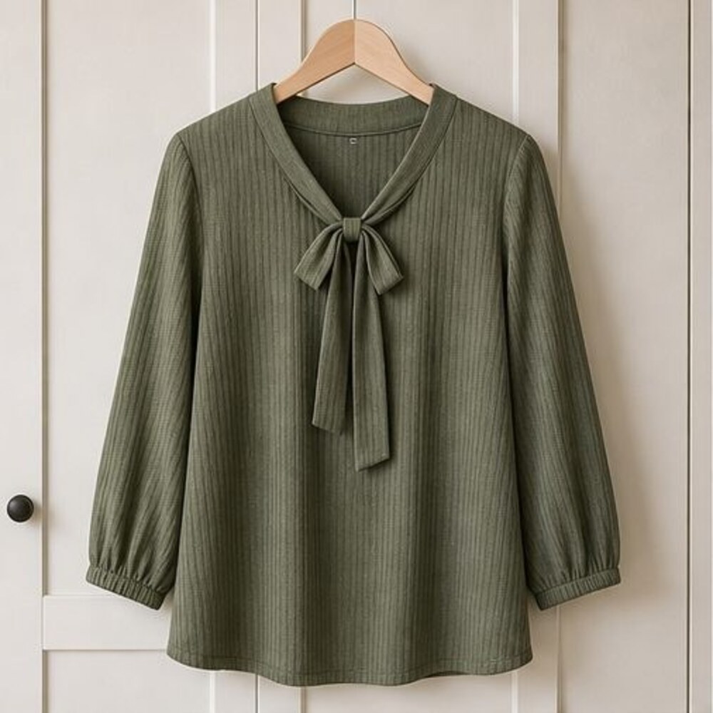 Rust Tie Neck Blouse
